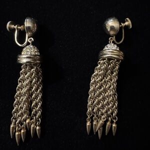 Elegant Gold Coro Tassel Screw Back Earrings
